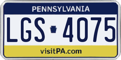 PA license plate LGS4075