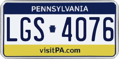 PA license plate LGS4076