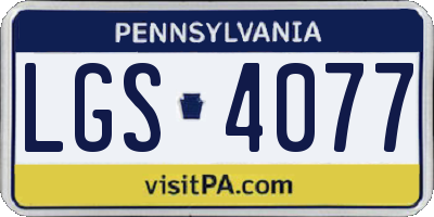 PA license plate LGS4077