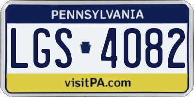 PA license plate LGS4082