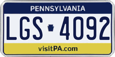 PA license plate LGS4092