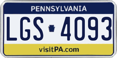 PA license plate LGS4093