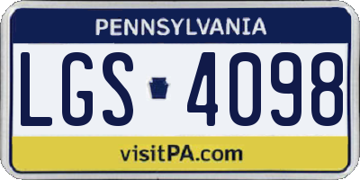 PA license plate LGS4098