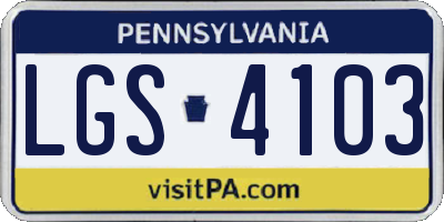 PA license plate LGS4103