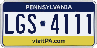 PA license plate LGS4111