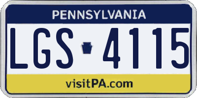 PA license plate LGS4115