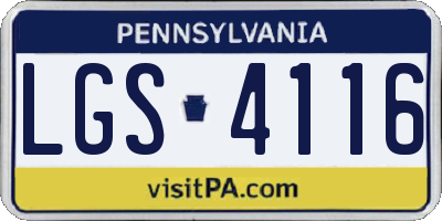 PA license plate LGS4116