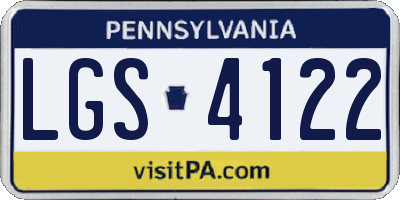 PA license plate LGS4122
