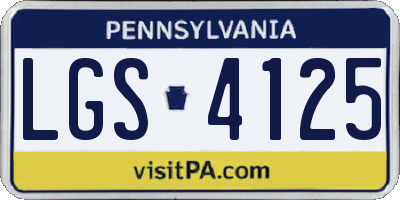 PA license plate LGS4125