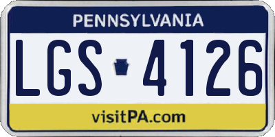 PA license plate LGS4126