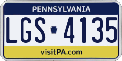 PA license plate LGS4135