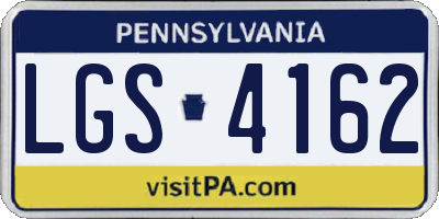 PA license plate LGS4162