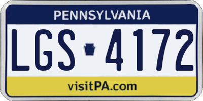 PA license plate LGS4172
