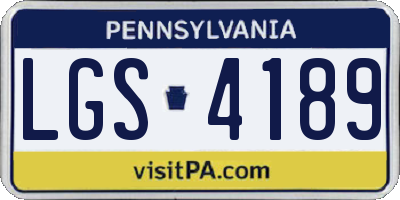 PA license plate LGS4189