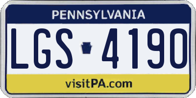 PA license plate LGS4190
