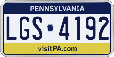 PA license plate LGS4192