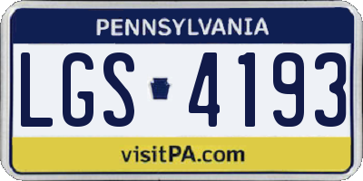 PA license plate LGS4193