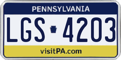 PA license plate LGS4203