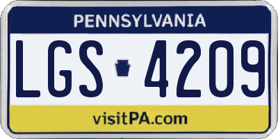 PA license plate LGS4209