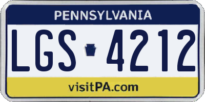PA license plate LGS4212
