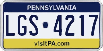 PA license plate LGS4217