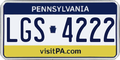 PA license plate LGS4222