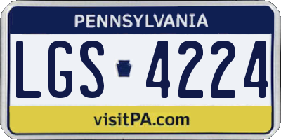 PA license plate LGS4224