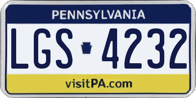 PA license plate LGS4232
