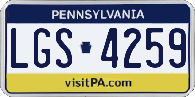 PA license plate LGS4259