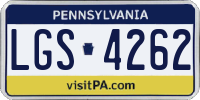 PA license plate LGS4262