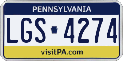 PA license plate LGS4274