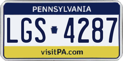 PA license plate LGS4287