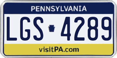 PA license plate LGS4289