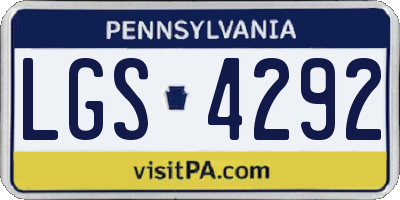 PA license plate LGS4292