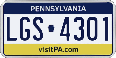 PA license plate LGS4301