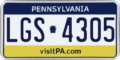 PA license plate LGS4305