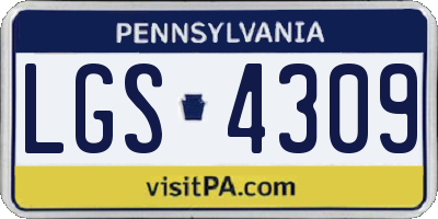 PA license plate LGS4309