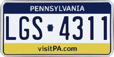 PA license plate LGS4311