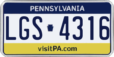 PA license plate LGS4316
