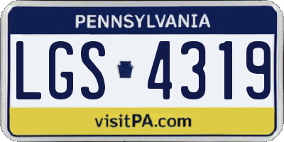 PA license plate LGS4319