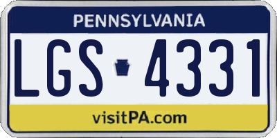 PA license plate LGS4331