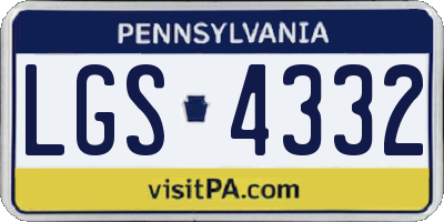 PA license plate LGS4332