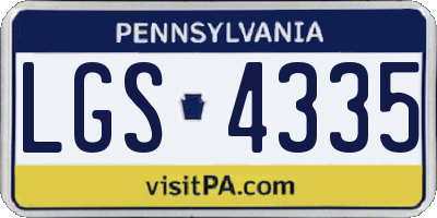 PA license plate LGS4335