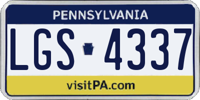 PA license plate LGS4337