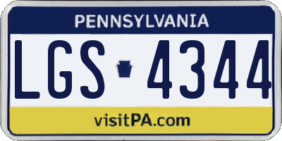 PA license plate LGS4344