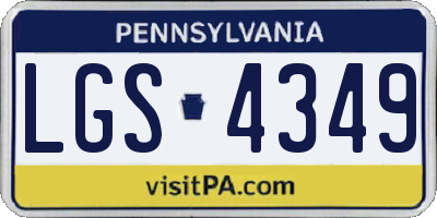 PA license plate LGS4349