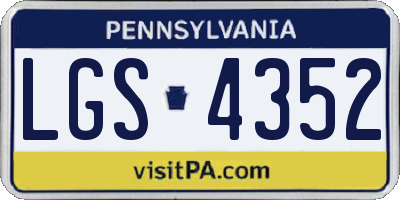 PA license plate LGS4352
