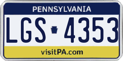 PA license plate LGS4353
