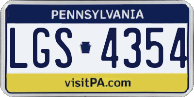 PA license plate LGS4354