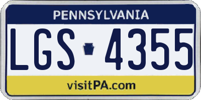 PA license plate LGS4355